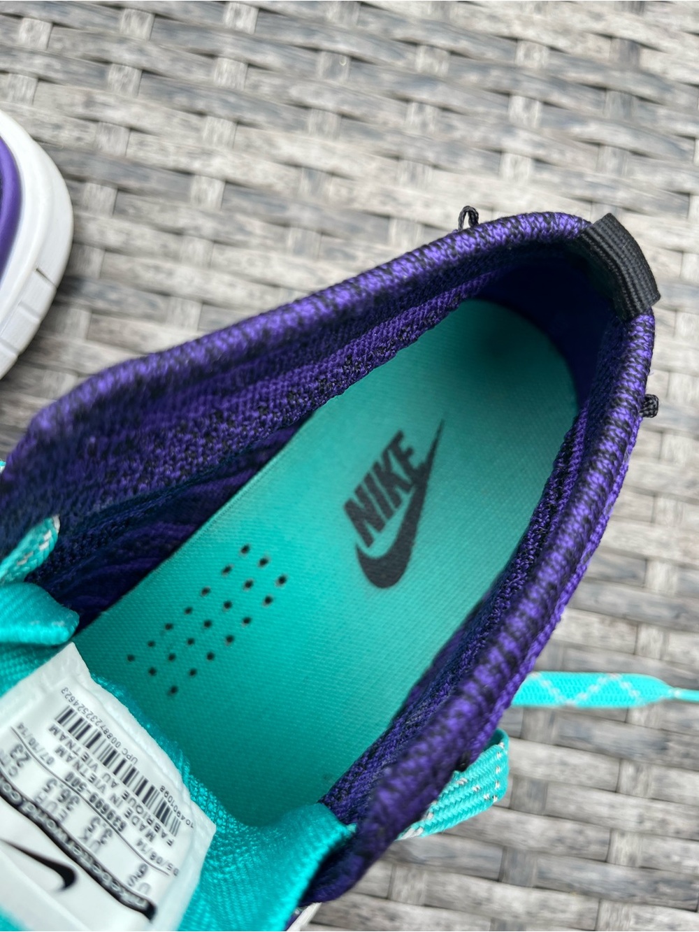 Nike Women’s Purple & Teal Flyknit Chukka Athletic Sneakers - Picture 6 of 9